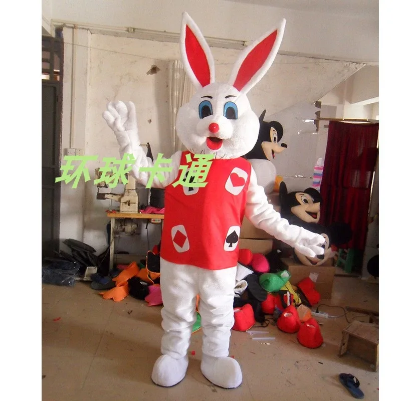 Disfraz de Mascota de conejo de pascua rojo para adultos, vestido de Halloween y Navidad, accesorios de cuerpo completo, traje de Mascota, nuevo