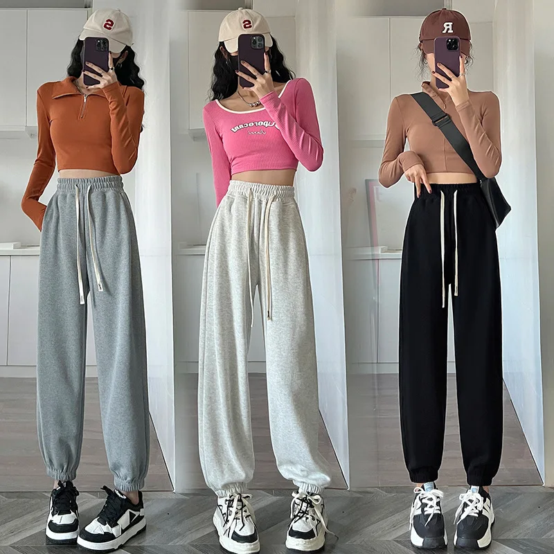 

Women'S Thin Sports , High Waist, Loose Fit, Slim, Casual, Versatile Outwear, Harlan Wei Pants, Spring And Autumn, New