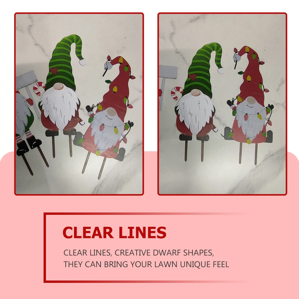 

1pc Iron Art Dwarf Garden Stake Creative Clear Line Design For Lawn Christmas Decorations Outdoor Party Sign Xmas Supplies