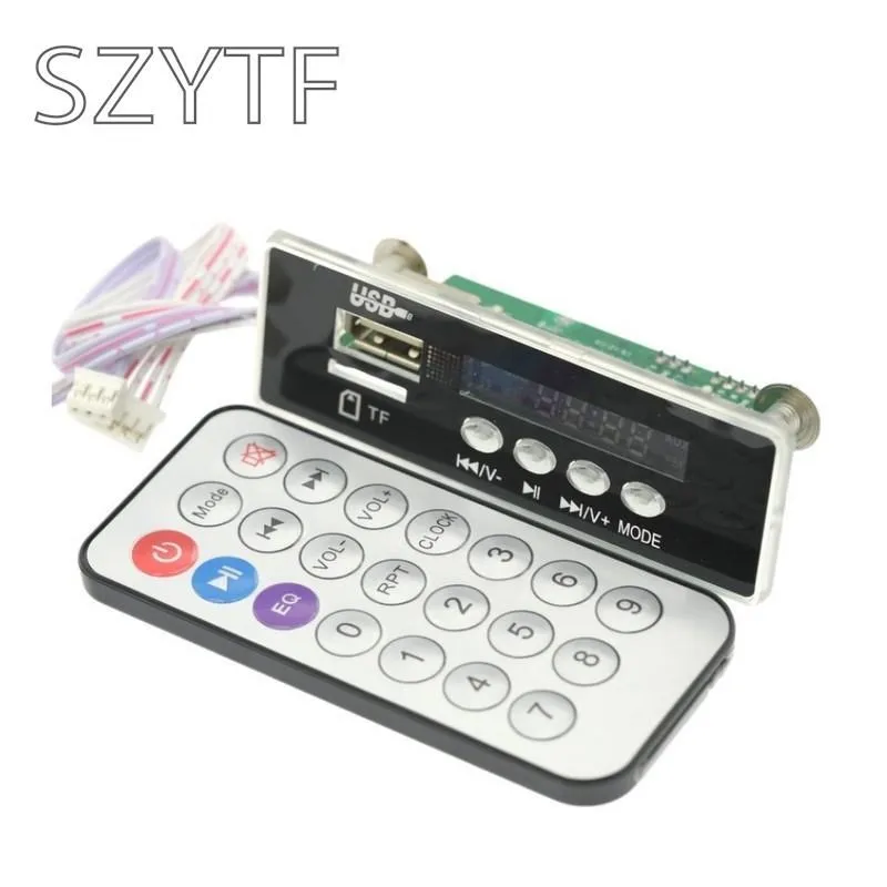 Mini 5-12V Blue Light MP3 Decoder Audio Decoding Board Time Display Support U-Disk TF Card USB FM AUX Decode