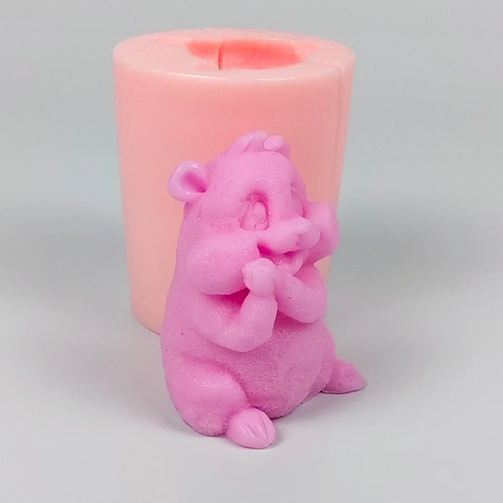 3D Cute Hamster Mochi Toy Molds Lovely Animal Candle Silicone Mold Cement Aroma Plaster Mold Fondant Cake Candle Mold Tools