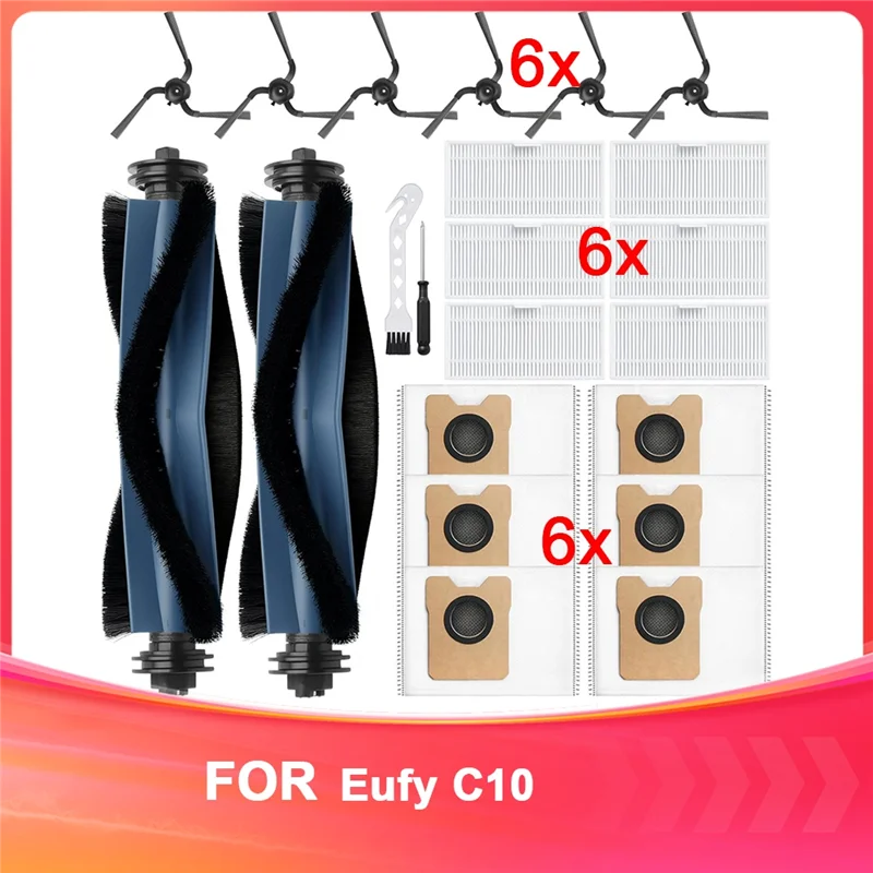 ABUS-22-Pack Replacement Parts Compatible With Eufy C10 Robot Vacuum Accessory Kit, Roller Brush HEPA Filter, Side Brush