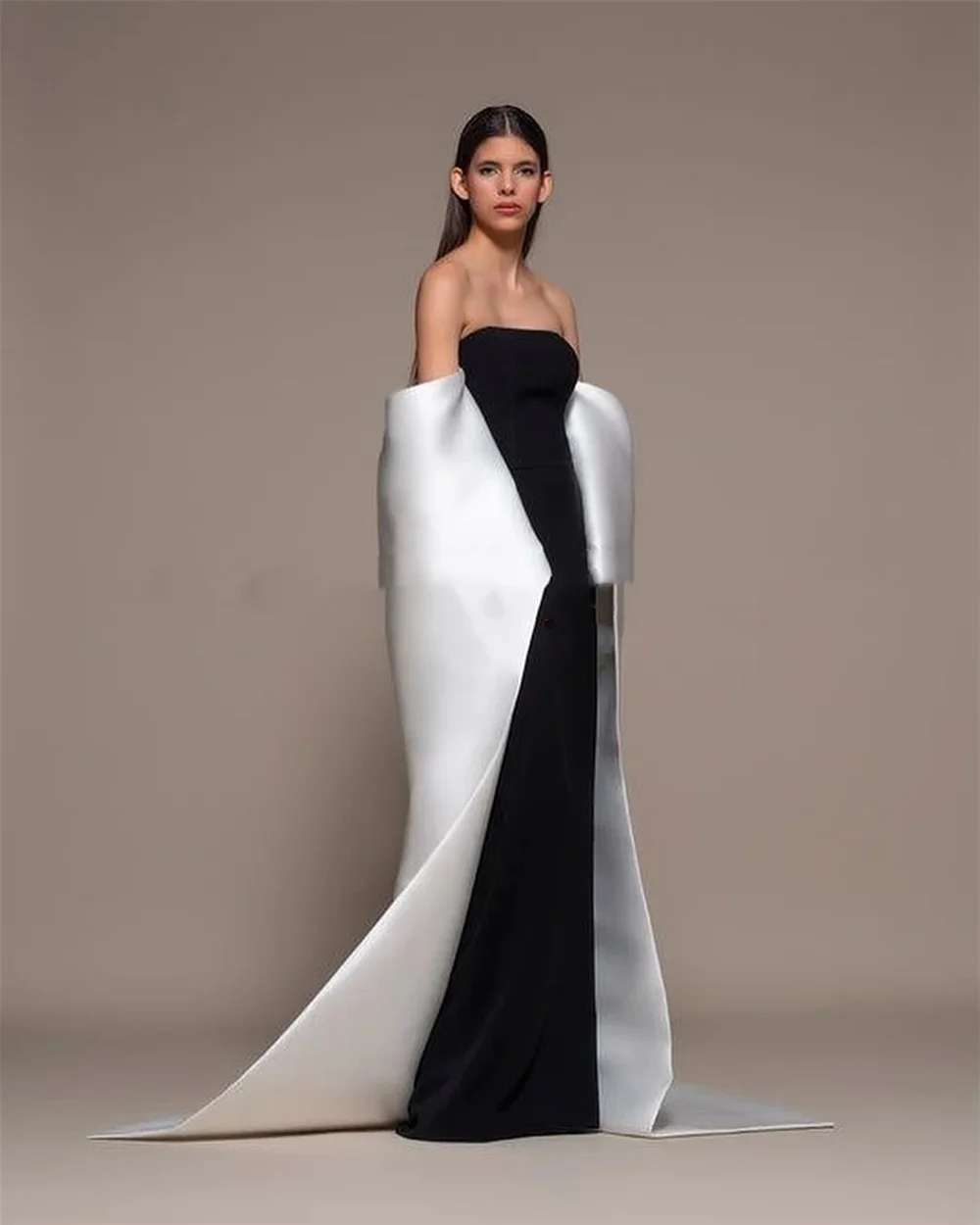 Muloong Strapless Sweep Train Women Elegant And Pretty Luxury Prom Dress