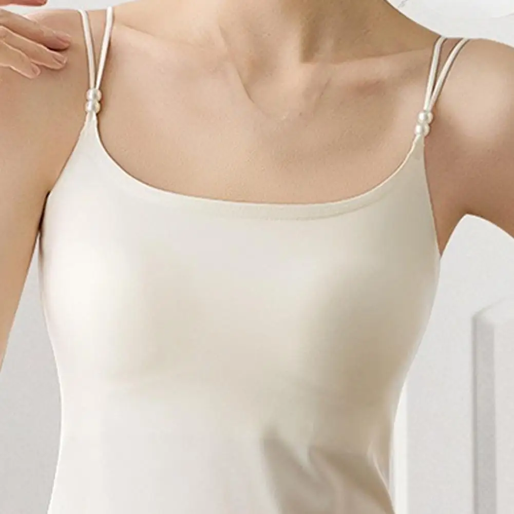 High Elasticity Tank Top All-in-one Underwear Women’s Tank Tops with Built-in Bra Padded Spaghetti Strap Camisole Double Lined