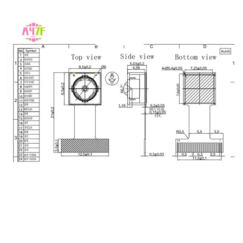 

A47F-2 шт./лот OV5640 AF 70 градусов 5MP модуль камеры высокой четкости для ESP32-CAM мягкая плата с автофокусом 24PIN шаг 0,5 мм