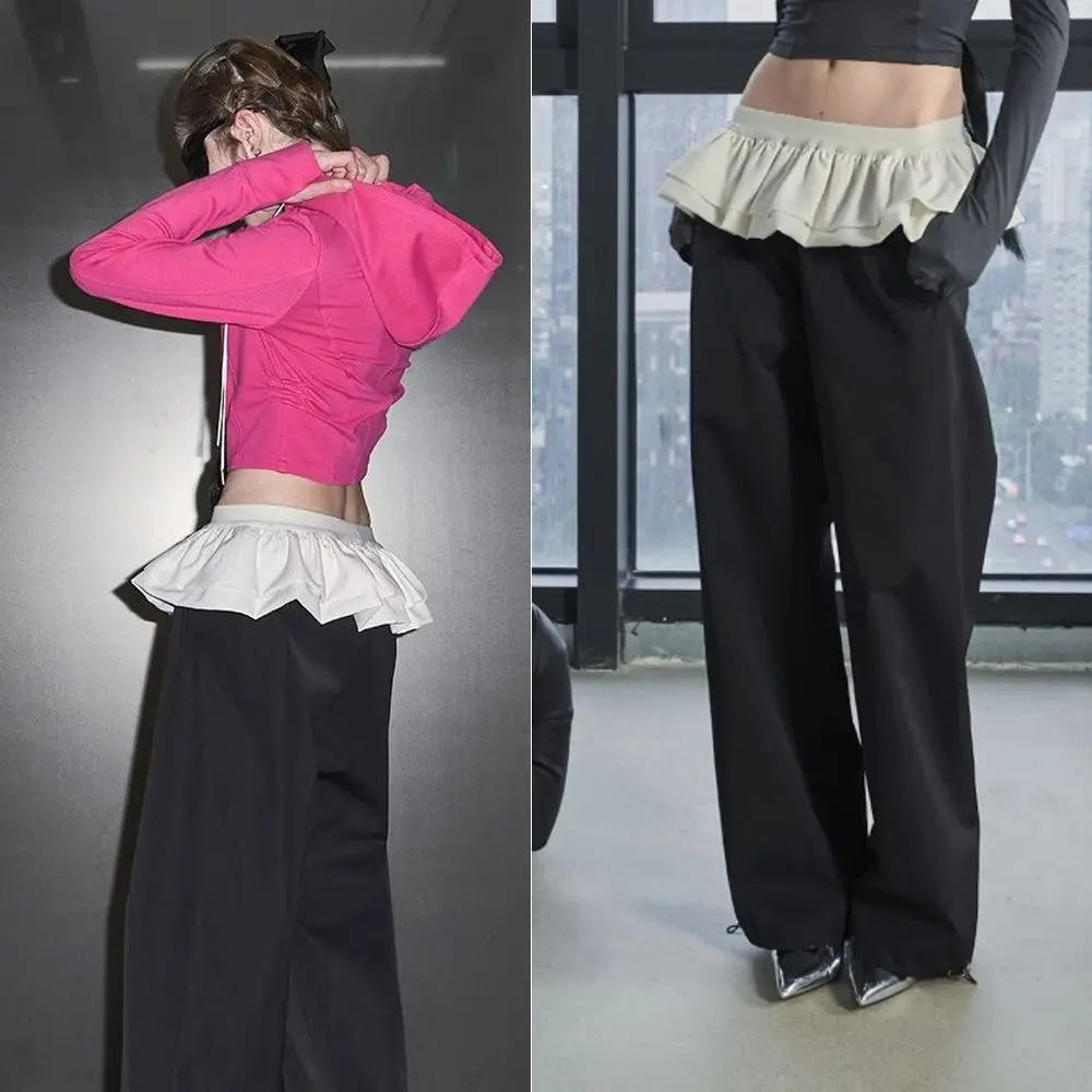 

New Sweet Mini Skirt Y2K Streetwear Harajuku Ruched Skirts Multilayer White Color Butt Curtain Jeans Decoration