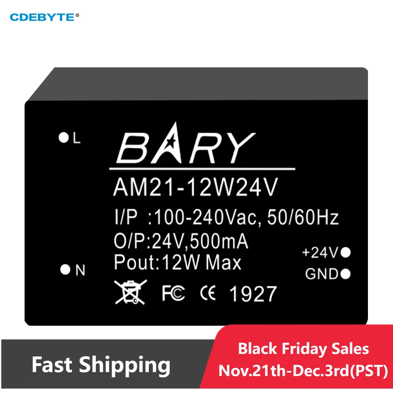 12W AC-DC Buck Power Supply Module Small Size Low Power Consumption CDEBYTE AM21-12W24V Shell Protection Power Module