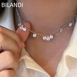 Bilandi Fashion Jewelry Sweet Korean Temperament Glass Zircon Pendant Necklace For Women Female Gift Delicate Design Accessories