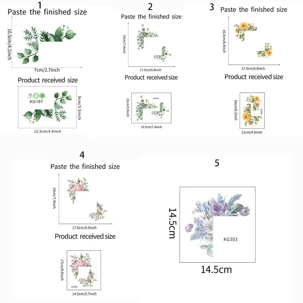 Fiore fiore interruttore adesivo elegante Wall Art pianta foglie verdi piante adesivo PVC non sbiadisce soggiorno