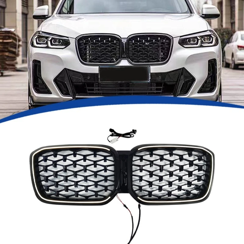 

For BMW X3 G01 2022-2024 Meteor Style Illuminated LED Front Grille Kidney Grill Light Up Mesh Direct Fit Upgrade Exterior Parts