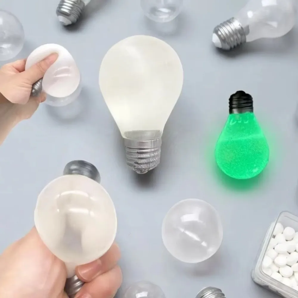 Funny Luminous Fluorescent Light Bulb Squeeze Toy Slow Rebound Glowing Light Bulb Pinch Toy Stress Relief Sensory Fidget Toy