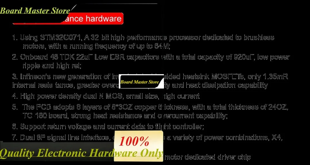 BoMasMNeutronRC 8in1 50A DSHOT1200 ESC 2-8S 8 IN 1 30.5mm Hole Distance Electronic Speed Controller For X8 Frame