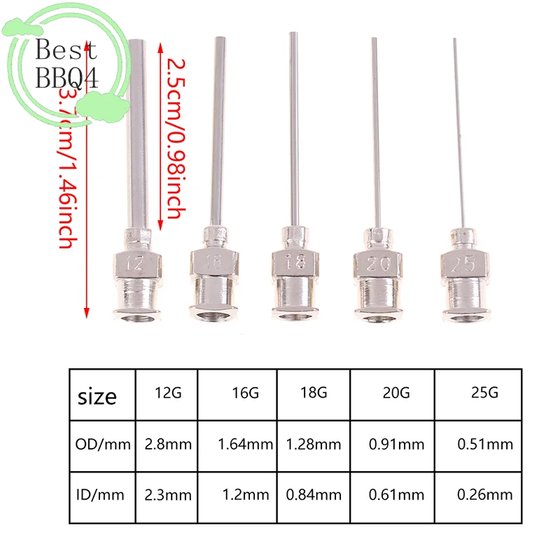 (BBQ4)5Pcs Needle Blunt Tip Stainless Steel Syringe Dispenser Needles 12/16/18/20/25/G