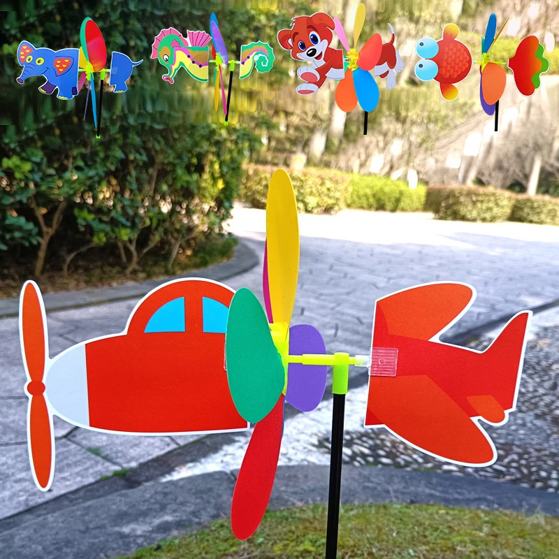 1 세트 3D 다채로운 플라스틱 동물 만화 풍차 어린이 장난감 유치원 상 DIY 장식