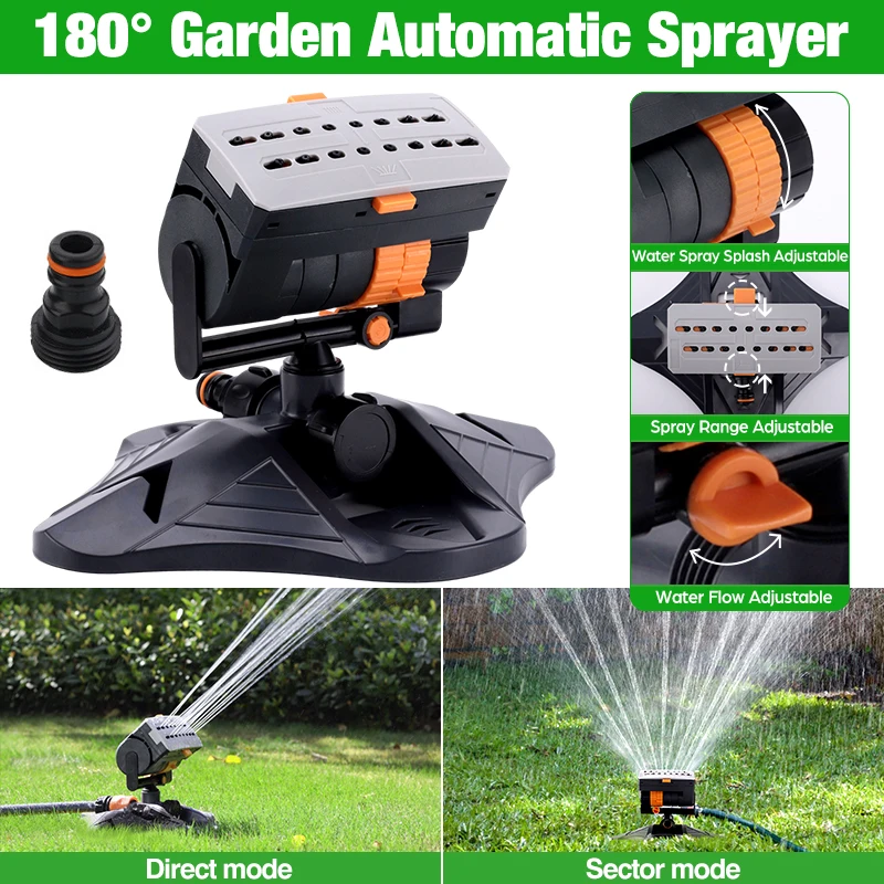 

Upgraded 16-Hole Garden Sprinkler 180° Swinging Adjustable Large Area Sprinkler Lawn Irrigation System for Home Farm Watering