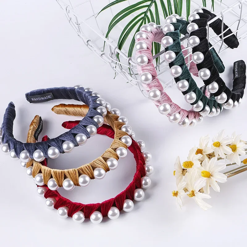 

Large Pearl Headband for Women Fashion Velvet Women Headband Top Quality Hair Accessories