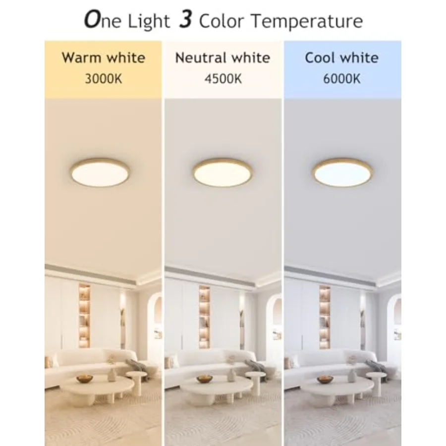 2PACK Flush Mount LED Ceiling Light Fixture en, 12Inch 28Watt, Dimmable and 3000K-4500K-6000K Ceiling Lamp 3200LM Low Profile C