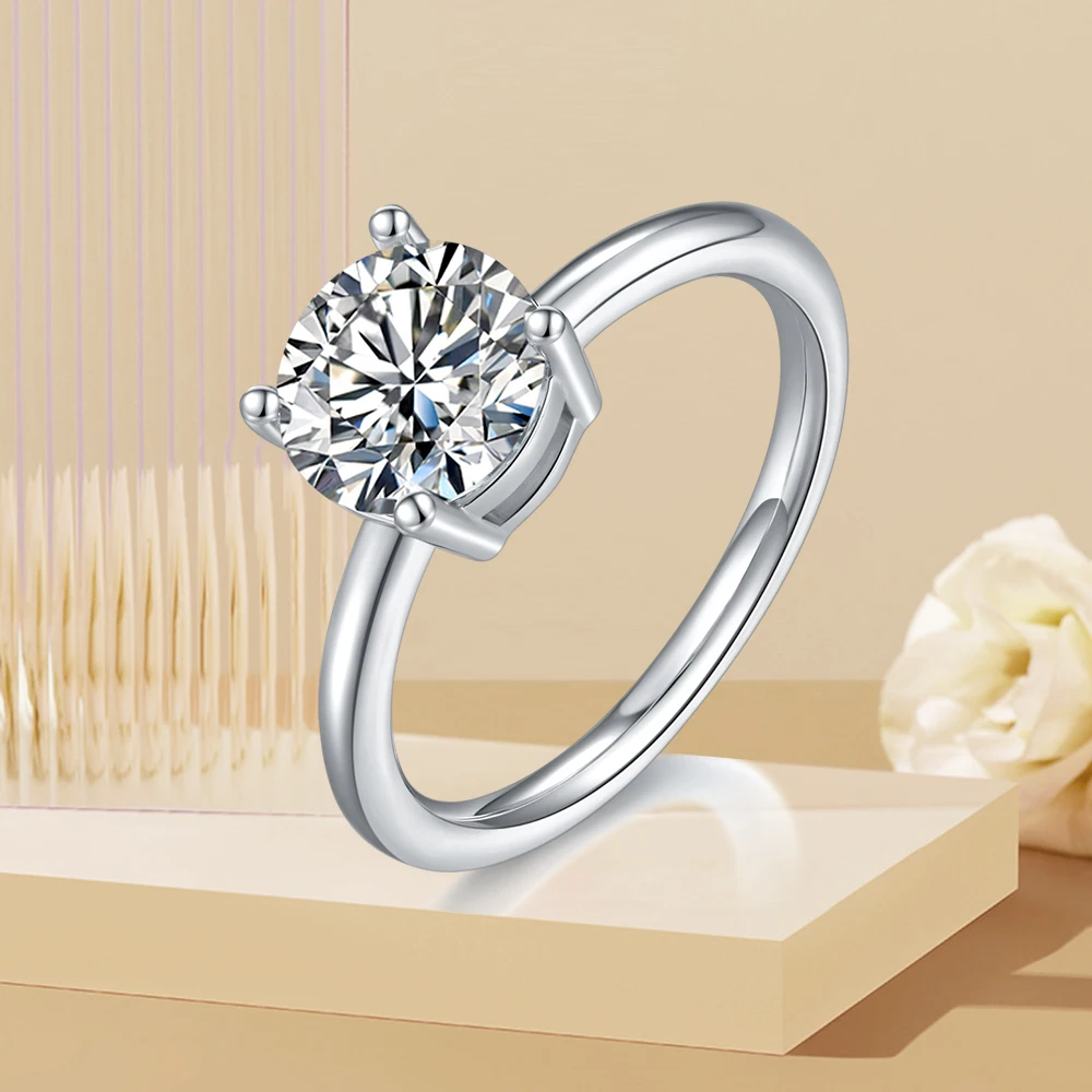 

2 Carat S925 Sterling Silver Trend Claw Design Zircon Ring For Ladies Wedding Jewelry Gift Delicate Wedding Ring