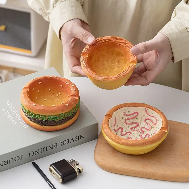 Creative Environmentally Friendly Resin Burger Ashtray,living Room Coffee Table,family Home Desktop Decoration Aesthetic Value