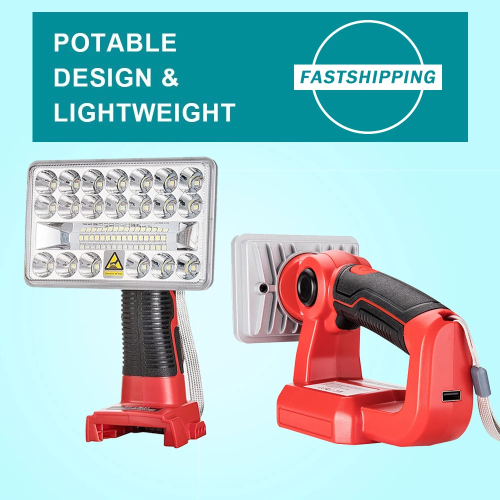 Polegada para Milwaukee M18 18v Bateria Li-ion Pistola Portátil Lâmpada Led Lanterna Luz de Trabalho ao ar Livre com Alta Qualidade 18w 2000lm