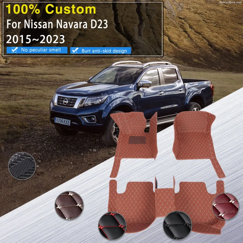 

Leather Car Floor Mats For Nissan Navara D23 2015~2023 Anti-dirty Pads Carpet Foot Covers Interior Auro Accessories Dropshipping