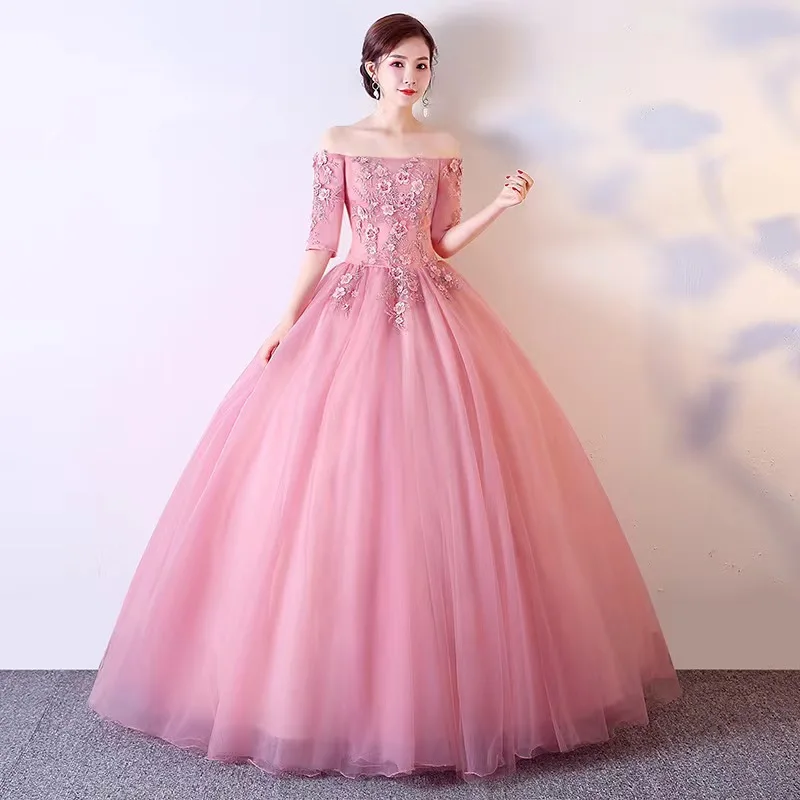 

Pink Vestidos De 15 Quinceañera Off The Shoulder Quinceanera Dresses Lace Appliqued Ball Gown Party Prom Dresses For Quinceanera