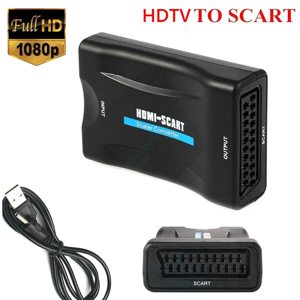 1080P HDMI to SCART Video Upscale Converter Audio Adapter for HD TV Plug n Play