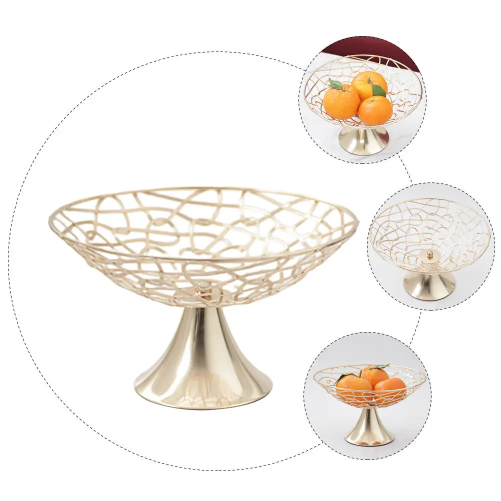 

1pc Iron Fruit Basket Nordic Style Kitchen Storage Organizer Hollow Desktop Container For Home Restaurant Hotel Use