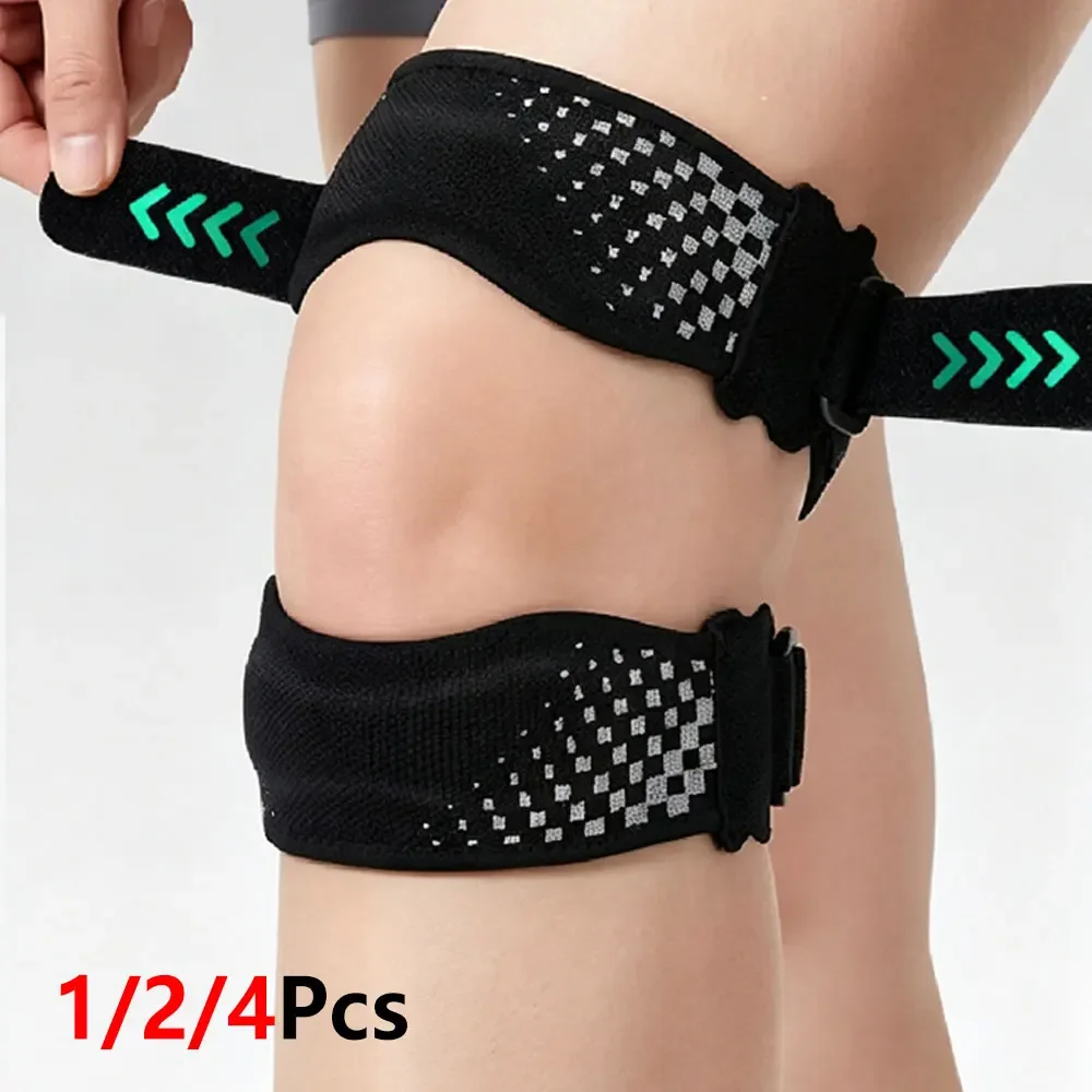 1/2/4Pcs Knee Support Brace with Patella Strap, X-Type Adjustable Compression for Running Basketball Gym Hiking Men Women