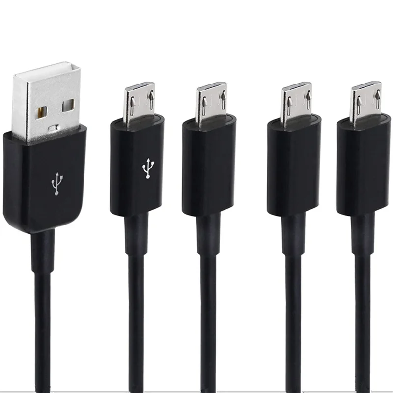 USB 2.0 نوع A ذكر إلى 4 مايكرو USB ، 5 دبوس ذكر الفاصل ، Y مزامنة البيانات وشحن موصل ، أسود محول كابل ، 0.5 متر 1 متر 1.5 متر