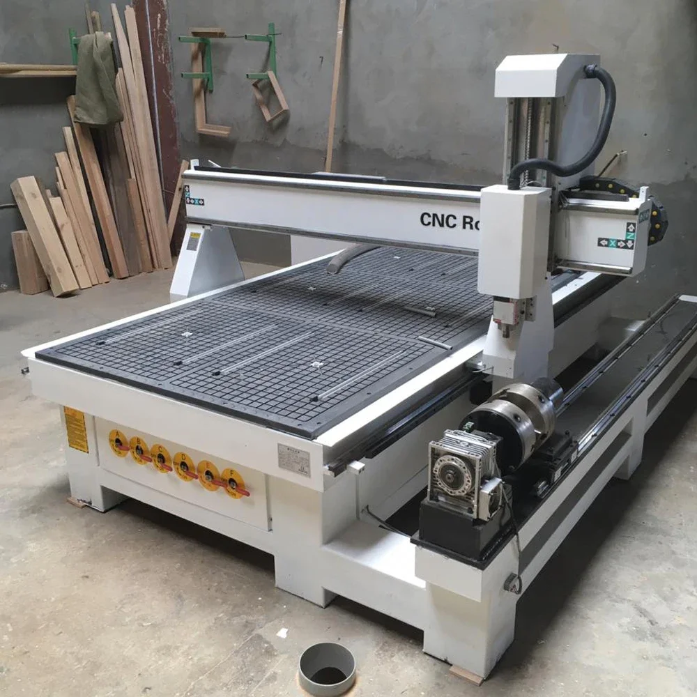 4 Axis CNC Router 1325 Mach3 for Sale 4x8 Feet China CNC Engraving Machine Wood PCB Rotary Engraver with Water Cooling System