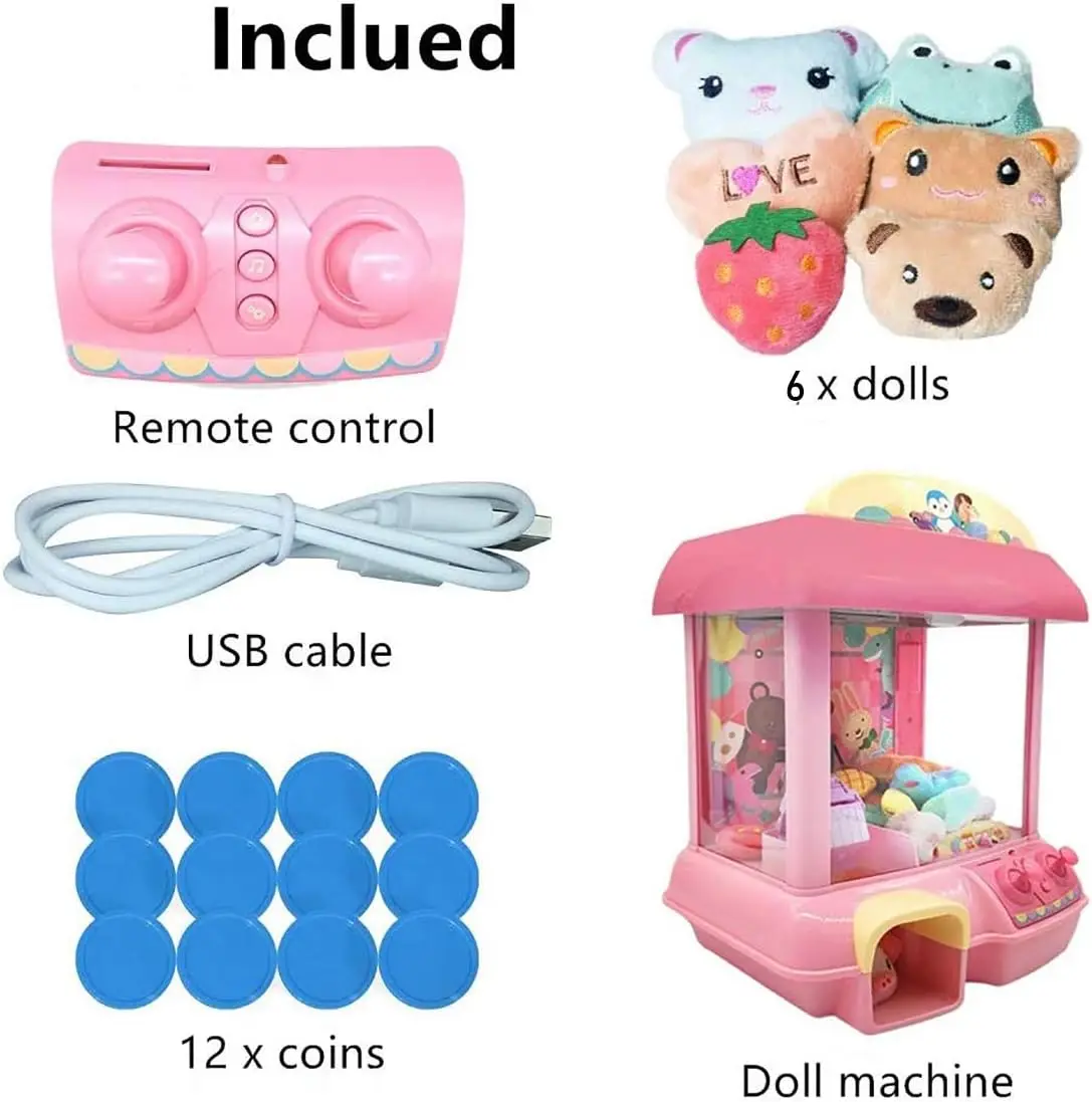 Clip Doll Machine DIY Doll Machine Kids Dolls Claw Game Claw Machine Coin Operated Play Music Doll Children Xmas Birthday Gifts