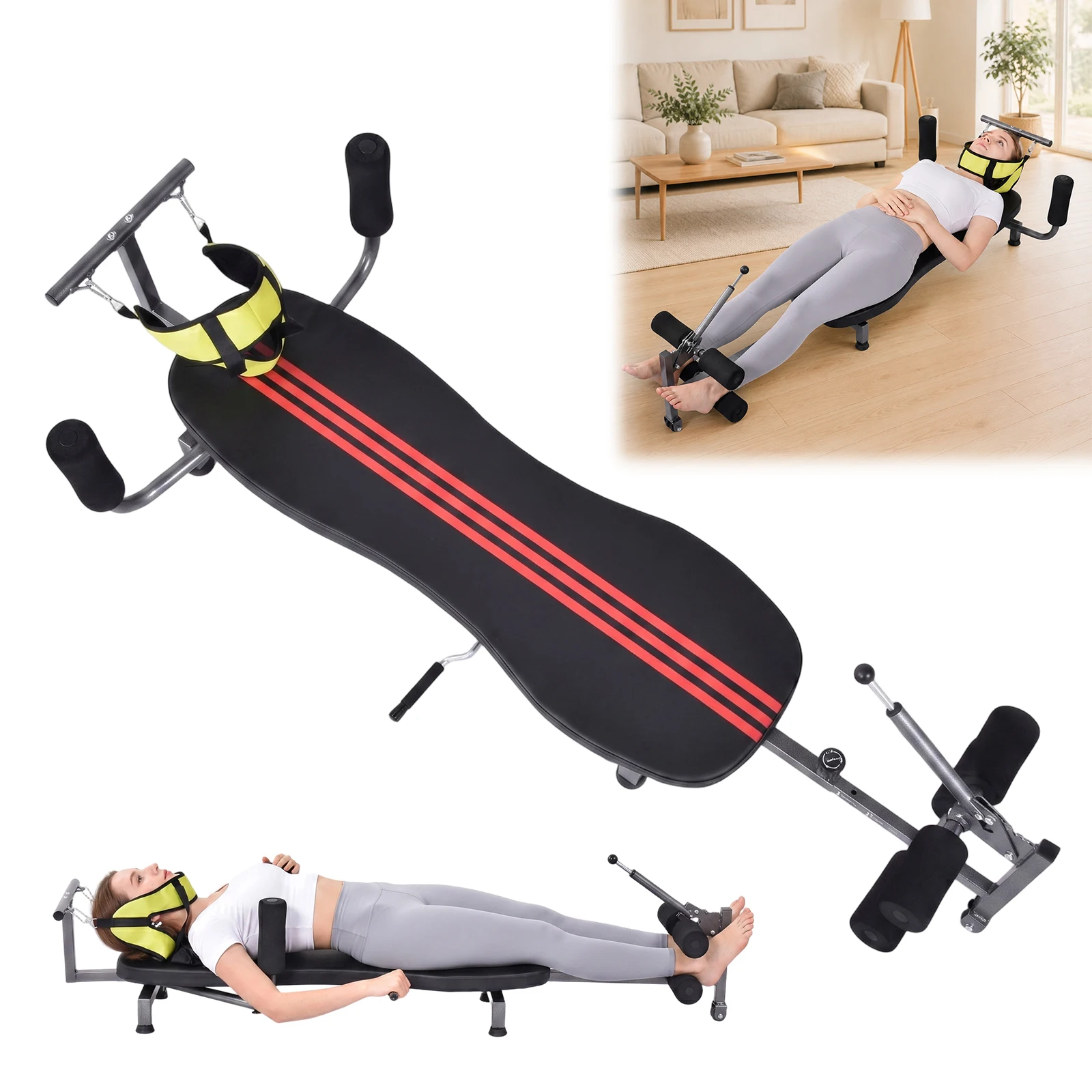 Traction Table | Adjustable Full Body Stretcher 330 Lbs Capacity | Lumbar Stretch Table | for Adults Teens Men Women Home Gym Office Bedroom Dorm Exercise Workout
