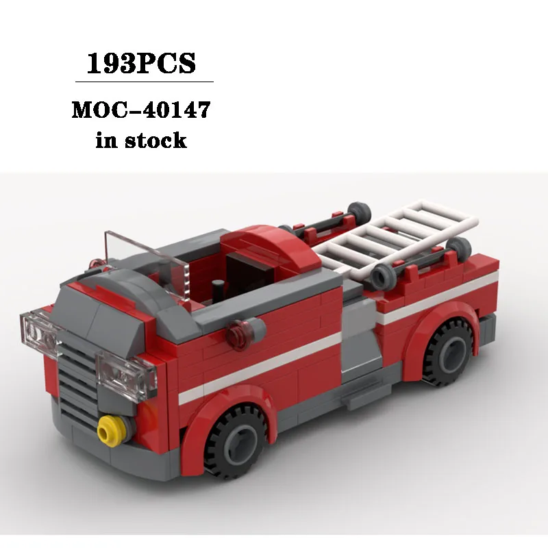 Building Block MOC-40147 Small City Fire Truck Car Construction Model Ornament 193PCS Children's Birthday Gift Christmas Toy