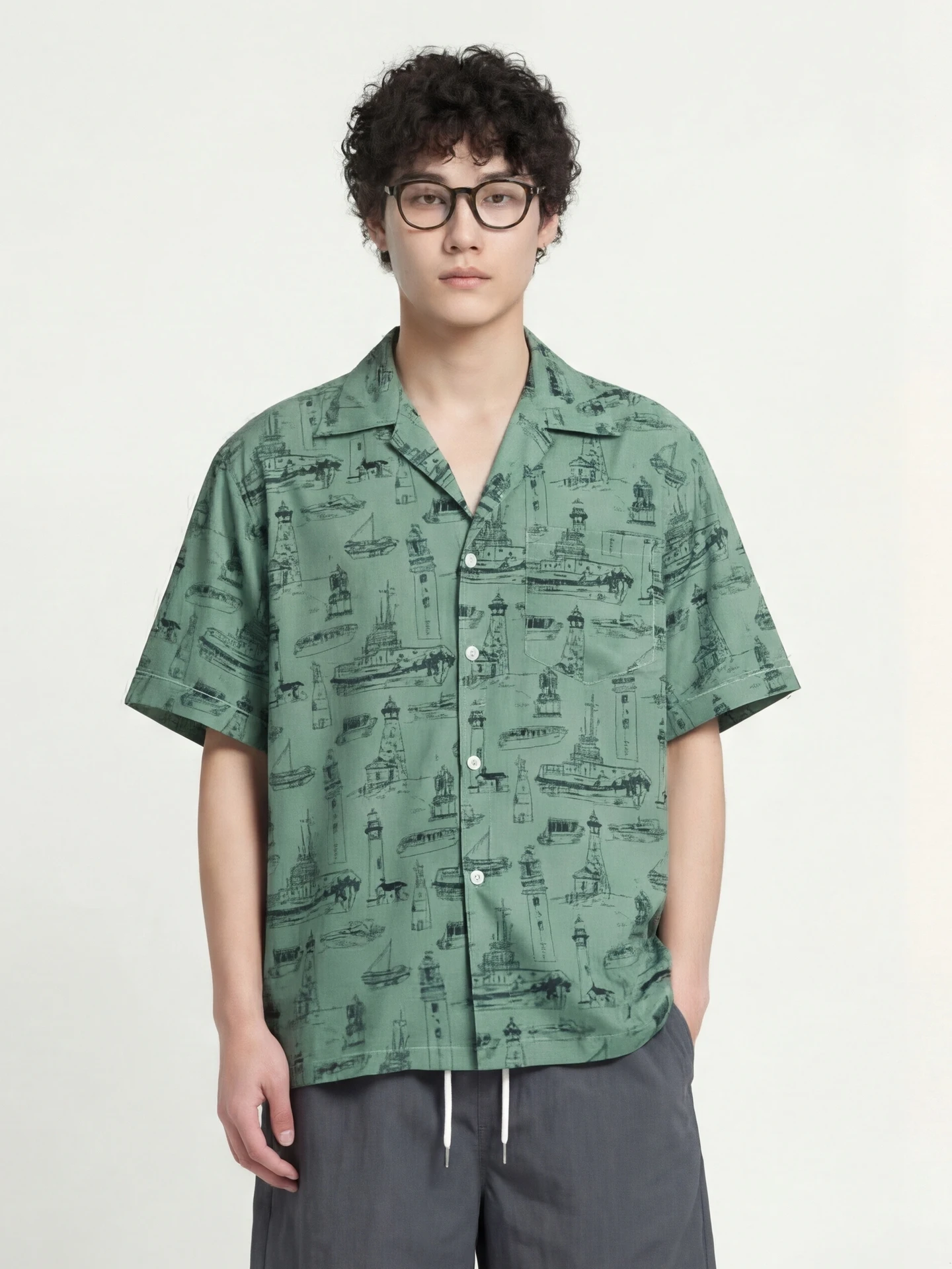 

Loose Fit Cuban Collar ort Sve irt Versatile Casual Sle Breathable Polyester Youthful Trend Summer Faion for Men A...