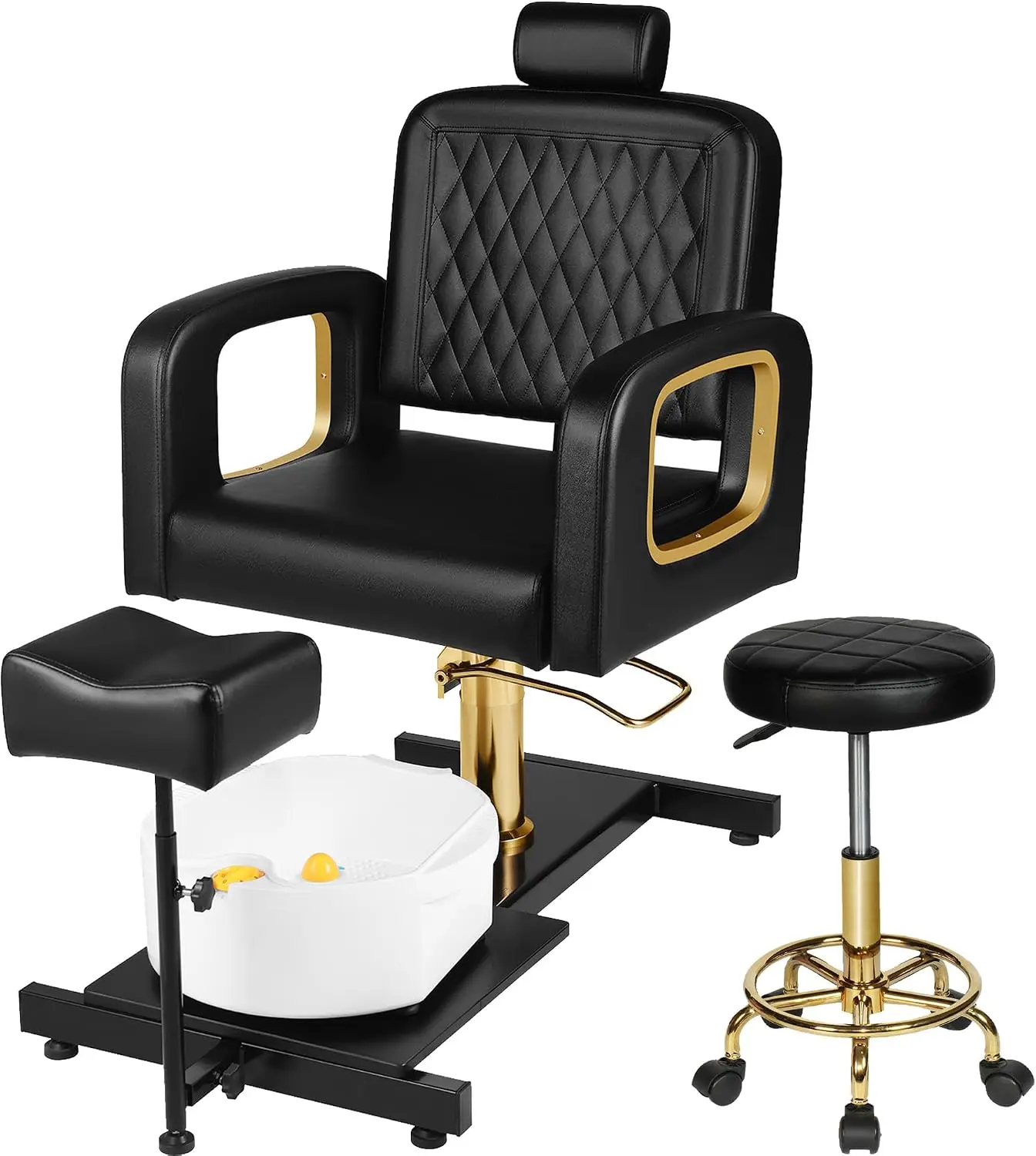 Pedicure Chair for Nail Tech, Hydraulic Pedicure Station No Plumbing, Black