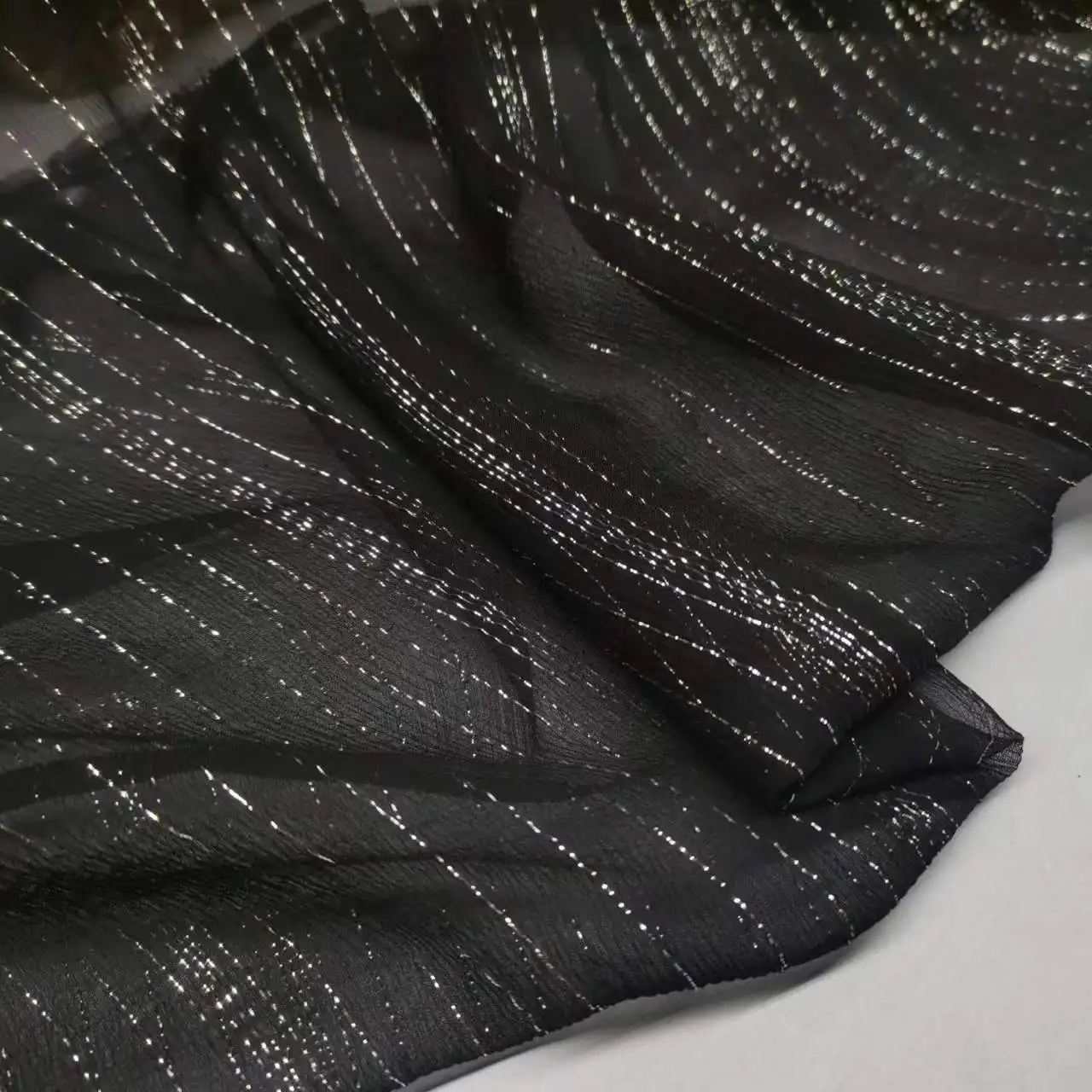 Mulberry Silk Fabric Soft Silk Metallic Jacquard DIY Cloth Dress Scarf Material