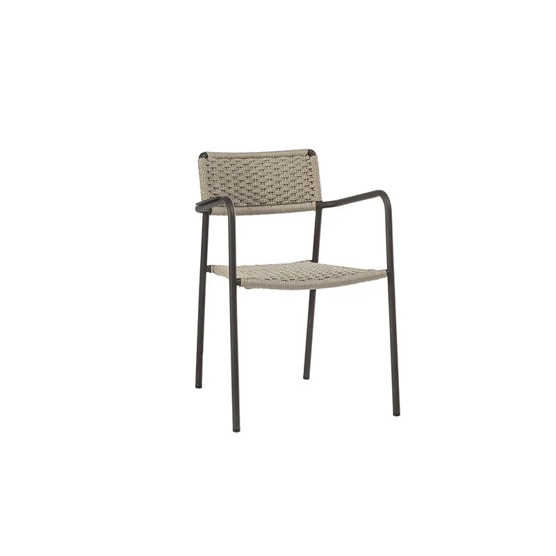 Outdoor tables and chairs rattan backrest balcony courtyard leisure restaurant marble slate villa outdoor three-piece furniture