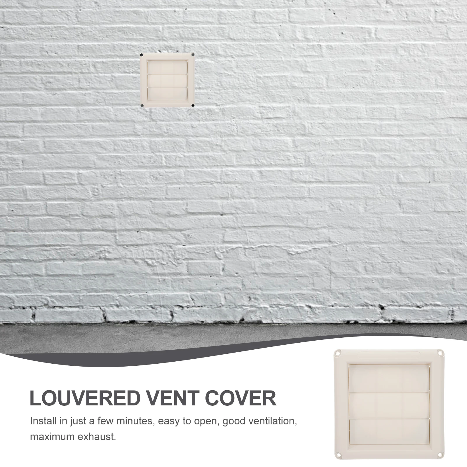 

4 Inch Air Conditioner Outlet Vent Cover White Plastic Louvered External Wall Exhaust Grille For Dryer Duct Opening Ventilation