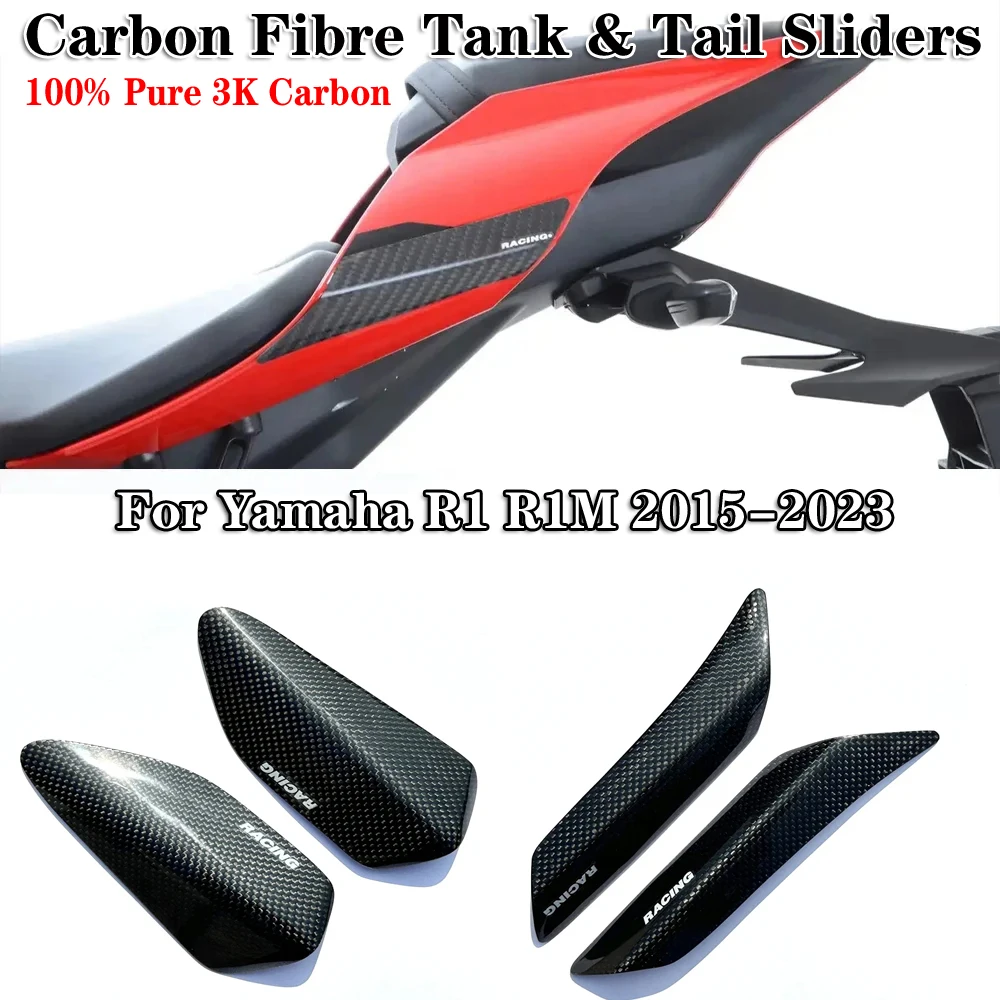 For Yamaha R1 R1M 2015-2023 Carbon Fiber Carbon Carbon Fibre Tank & Tail Sliders