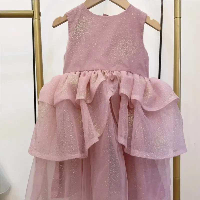 Fashion Baby Girl Princess Sparkle Layered Tutu Dress Sleeveless Toddler Child Vestido Party Pageant Birthday Baby Clothes 2-10Y