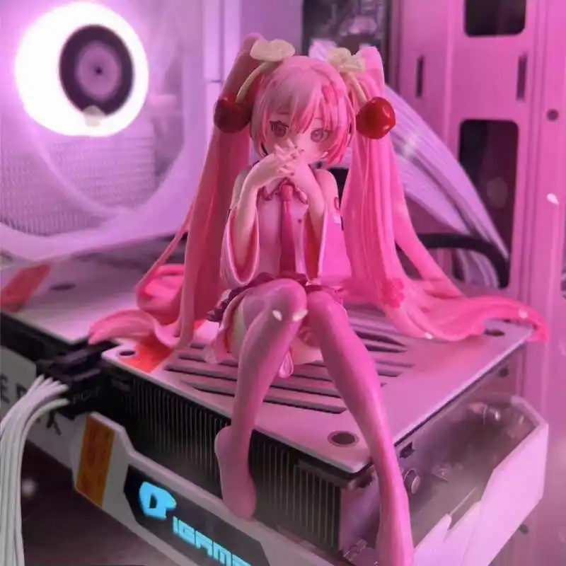 Heiße Hatsune Miku Anime-Figur, rosa Kleid, Modell-Actionfiguren, Spielzeug, kirschrosa PVC, Kirschblüten-Dekoration, Sammlermodell, Geschenke