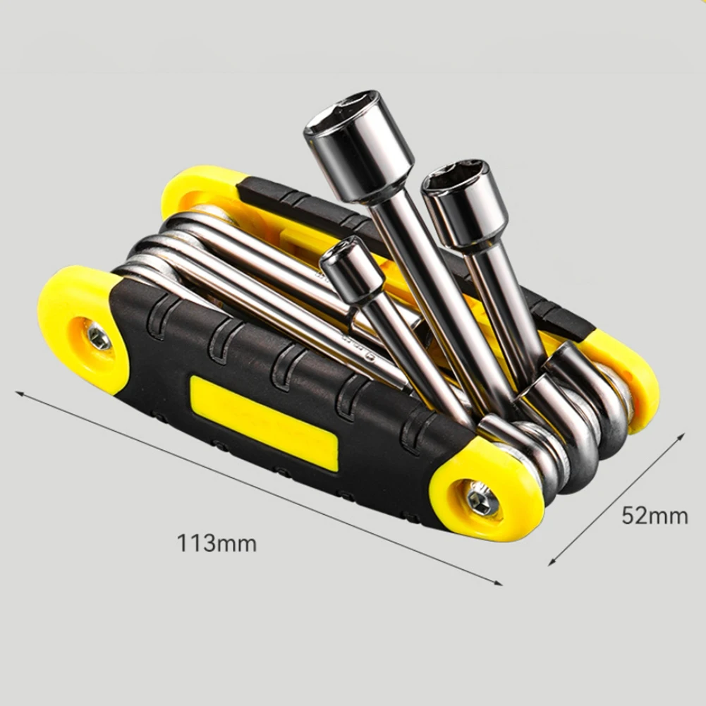 Zestaw składanych kluczy nasadowych 6 w 1. Zestaw składanych kluczy nasadowych 5-12 mm Wielofunkcyjny klucz sześciokątny Narzędzia naprawcze Części zamienne