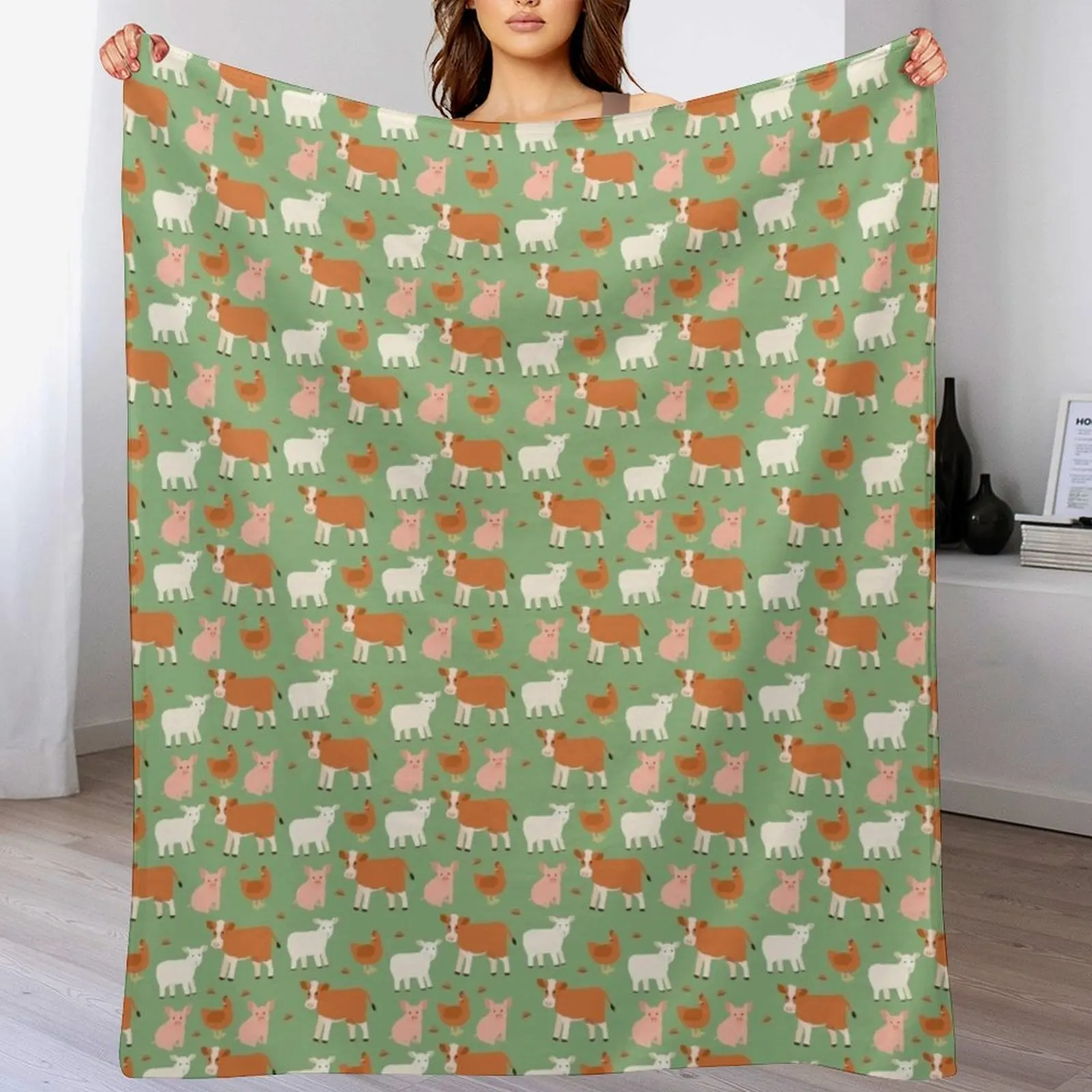 

Farm Animal Pattern Throw Blanket Extra Large Throw Quilt Single Decorative Beds Blankets