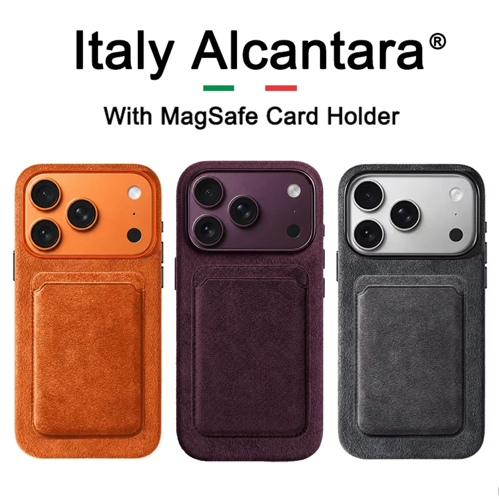Italian for Alcantara Case for IPhone 18 17 Pro Max 18Pro with MagSafe Wallet Card Case Camera Button Magnetic Protective Cover