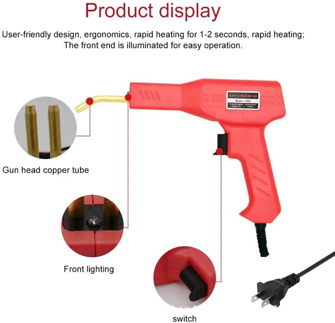 Pistola de soldadura con enchufe europeo/AU/EE. UU./Reino Unido, grapadora en caliente, máquina de soldadura, soldador para grapas de plástico, máquina de reparación de PVC, parachoques de coche