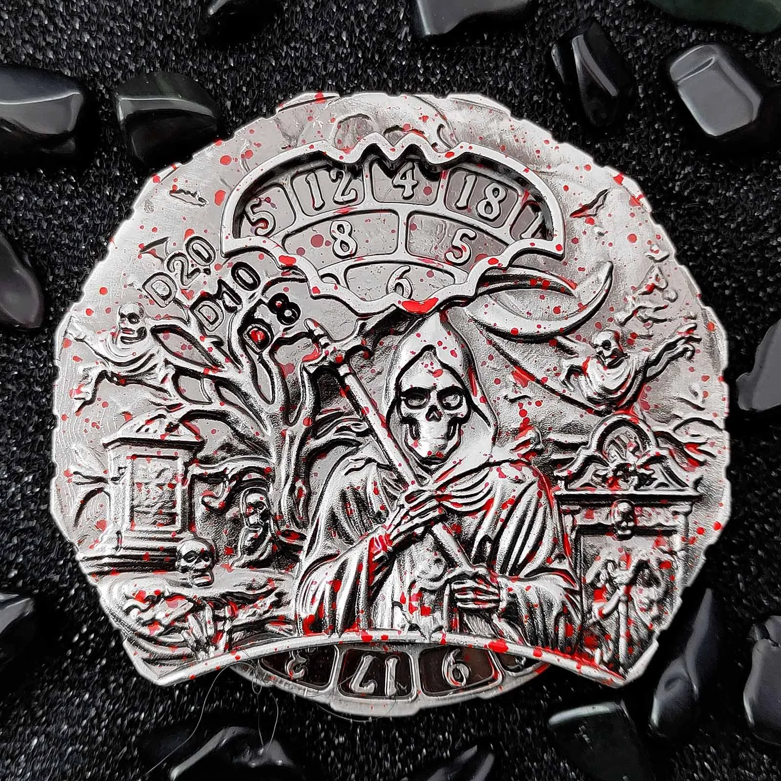 Roulette Grim Reaper Finger Spinning DND Dice Digital Compass for Dungeons and Dragons Game Prop Fine Carving Table Ornaments
