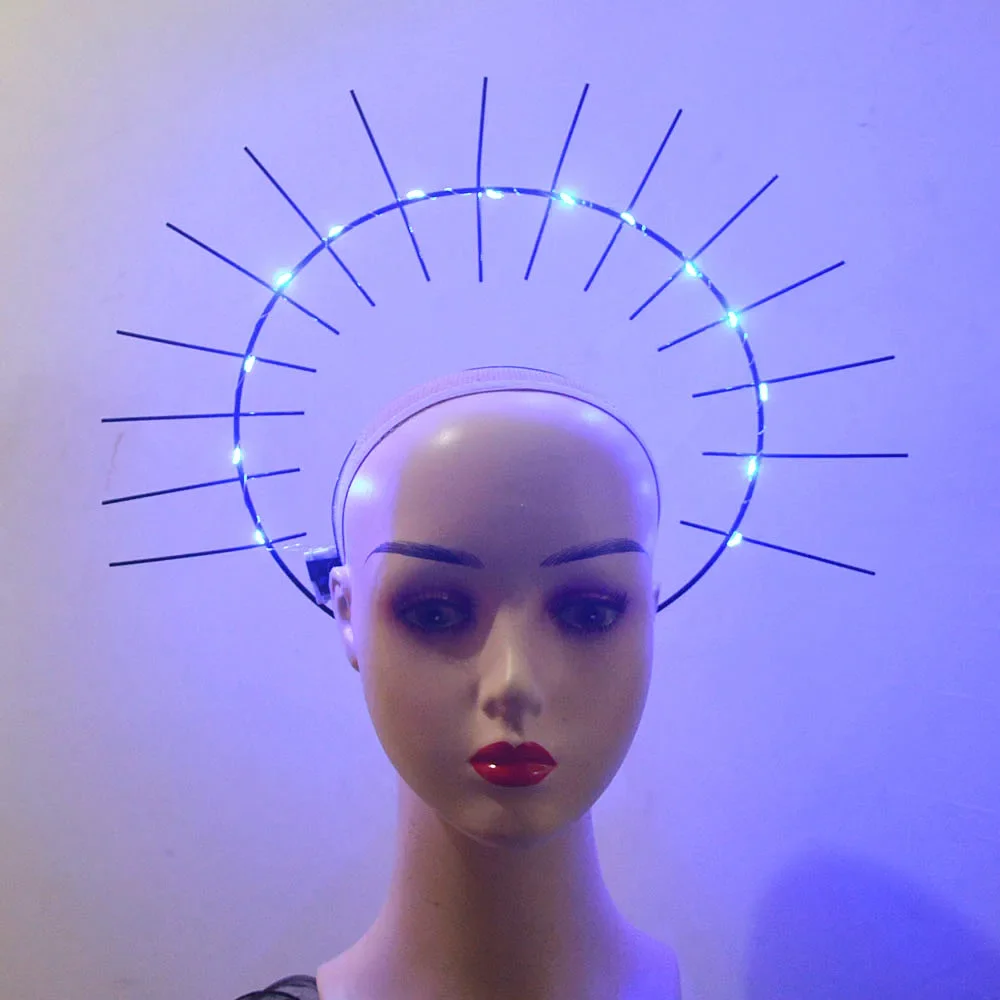 LED migające podświetlenie anioł z pałąkiem na głowę Halo korona królowa chluba kostium na bal maskowy blask wesele festiwal — zdjęcie 4