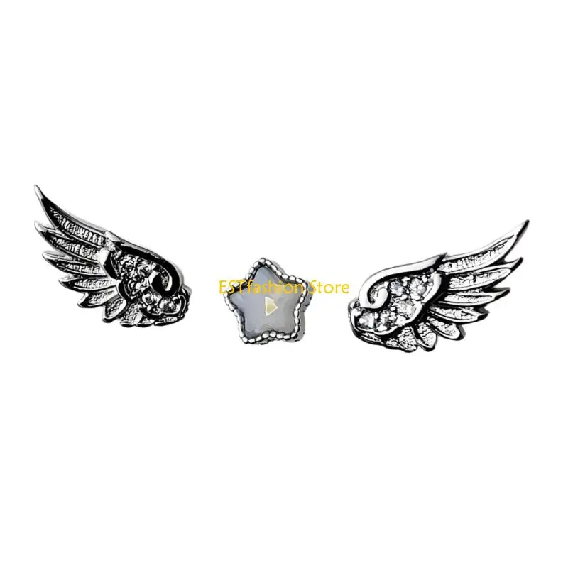 Y5GC Trendy Studs Earrings for Women Students Star and Angel Wing Designs Ear Accessories Fashion Accessory