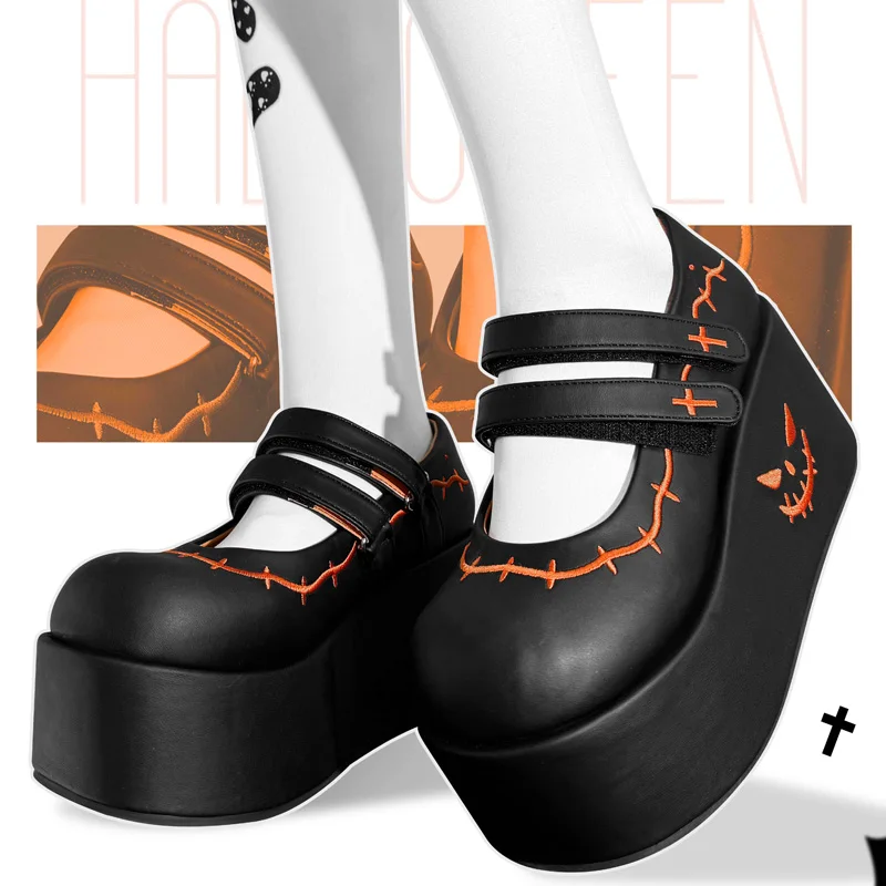 Pumpkin Witch Gururu Original Halloween Y2k Subculture Gothic Punk Hot Girl Lolita Thick Soled Shoes Cute Girl Single Shoes